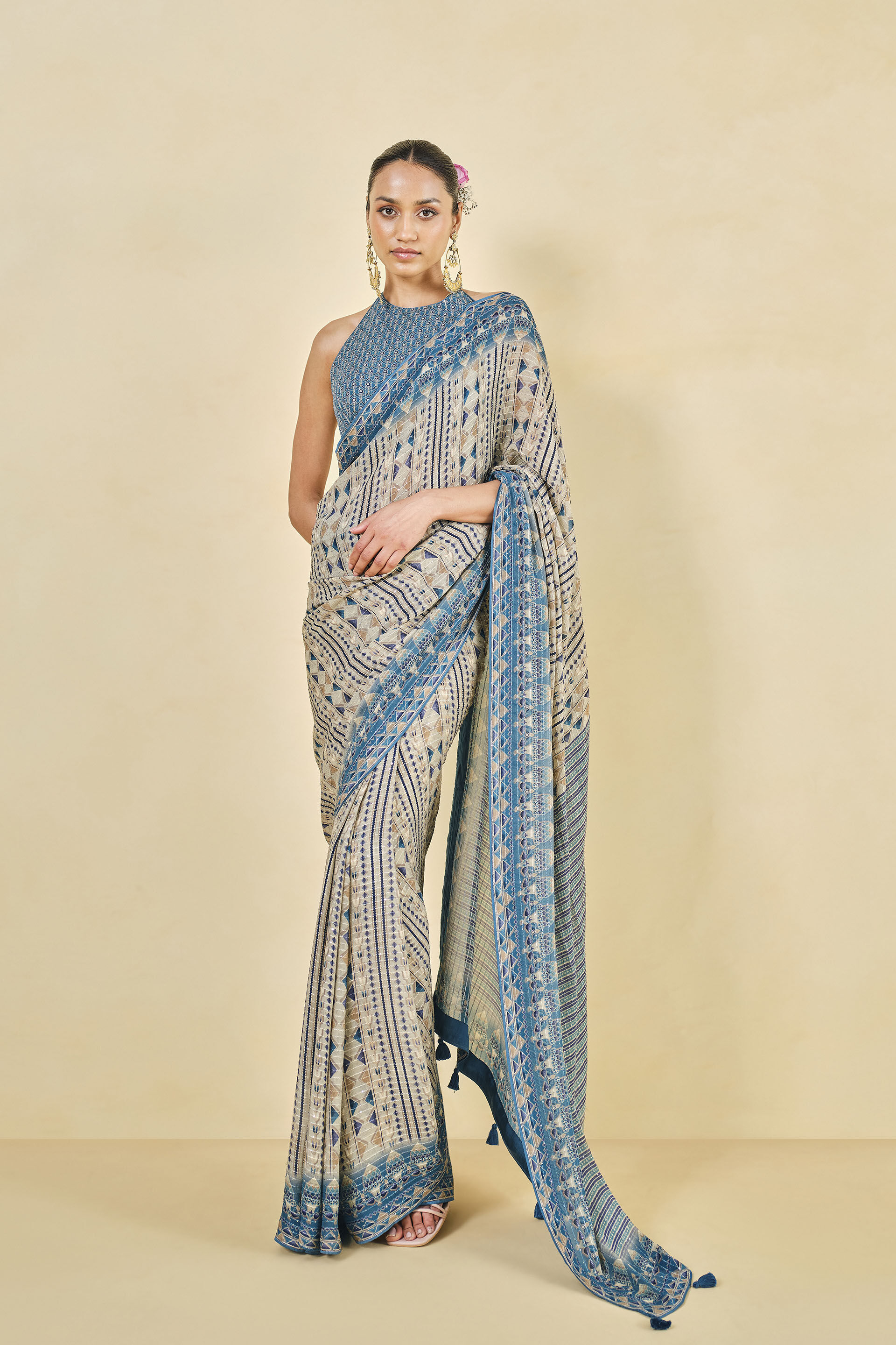 Masara Georgette Saree - Beige, Beige, image 1
